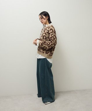 Green Parks ・ｆｕｒｒｙ　ｒａｔｅ　レオパードジャカードニット Beige
