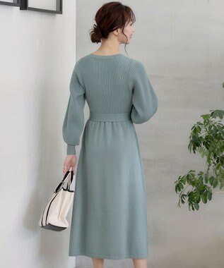 Tiaclasse 【洗える】パフ袖ニットワンピース ミント