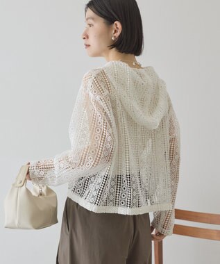 AMERICAN HOLIC 【先行予約】幾何学レースフードシャツ Off White