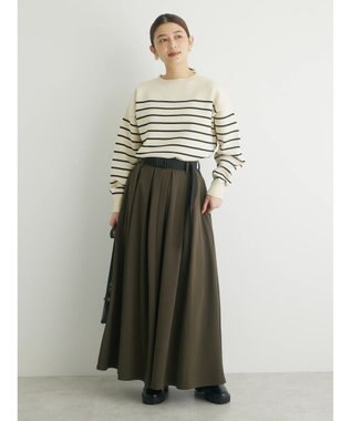 Green Parks ・ｎｏｖｅｍ９　ガチャベルト付フレアスカート Khaki