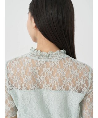 earth music&ecology レースドッキング半袖プルオーバー Mint