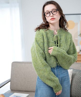 WEGO 2WAYブークレリボンカーデ グリーン