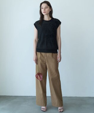 自由区 【カトリエムブーケ】Pantalon large ワイドストレートパンツ キャメル