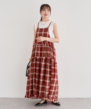 Green Parks ・Ｐｅｔｉｔ　Ｆｌｅｕｒ　オンブレーチェックキャミワンヒ Brown