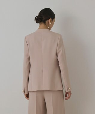 GRACE CONTINENTAL パールボタンノーカラージャケット ピンク