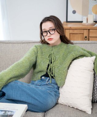 WEGO 2WAYブークレリボンカーデ グリーン