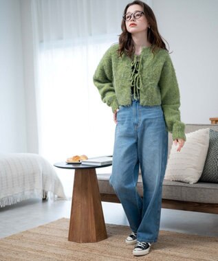 WEGO 2WAYブークレリボンカーデ グリーン