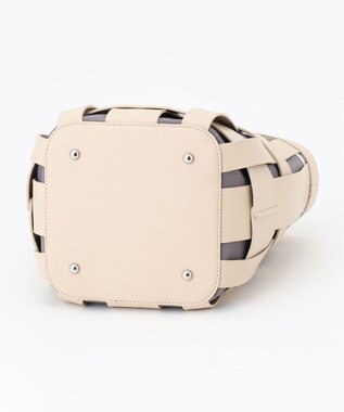 Y'SACCS 【リサイクルレザー】メッシュかごバッグ　small アイボリー×グレージュ