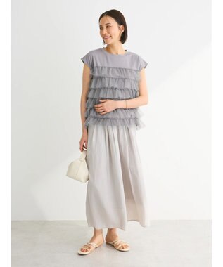 Green Parks フレンチスリーブチュールティアードプルオーバー Gray