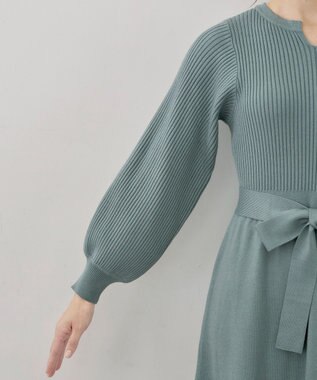 Tiaclasse 【洗える】パフ袖ニットワンピース ミント