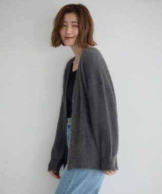 YECCA VECCA ラメシャギーカーディガン Charcoal Gray
