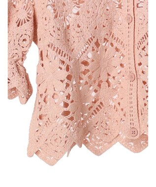 Green Parks ・ＳＵＧＡＲ　ＳＰＯＯＮ　２ｗａｙクロシェカーディガン Pink