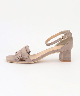 組曲 フリンジチャンキーヒールサンダル ベージュ系