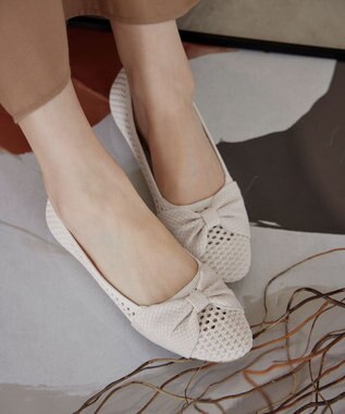 Tiaclasse 【小倉優子さん着用】リボンニットフラットパンプス アイボリー