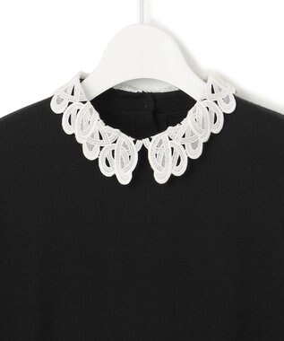 23区 L 【洗える】エンブロイダリーニット ブラック系