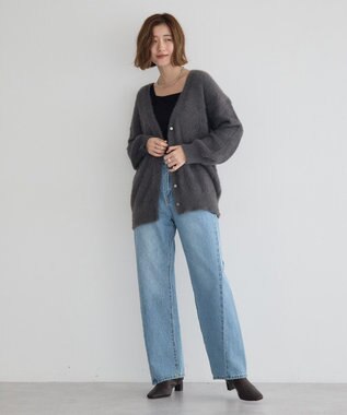 YECCA VECCA ラメシャギーカーディガン Charcoal Gray