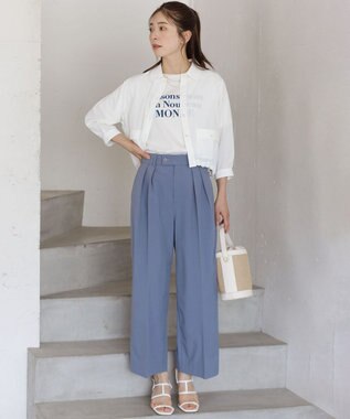 組曲 S スーパーライトストレッチ ワイドパンツ スモーキーブルー系