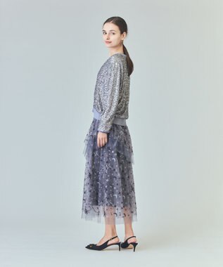 GRACE CONTINENTAL スパンコールニットカーディガン グレー