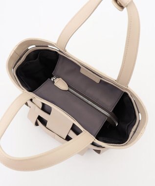 Y'SACCS 【リサイクルレザー】メッシュかごバッグ　small アイボリー×グレージュ