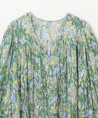 GRACE CONTINENTAL フラワープリントティアードミニワンピース グリーン