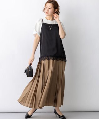 23区 L 【先行予約】サテンレースキャミソール ブラック系