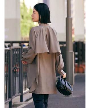 AMERICAN HOLIC バンドカラーフリルシャツチュニック Mocha