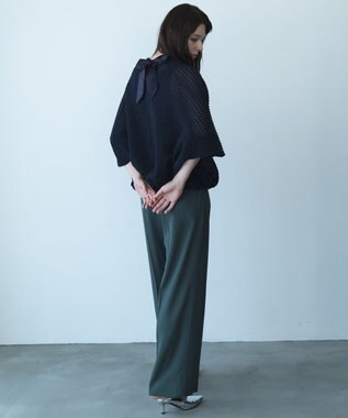 自由区 【カトリエムブーケ】Texture formeバックリボンディテールプルオーバー ネイビー