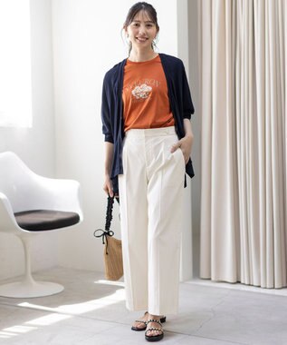 ANY SIS 【洗える】ロゴ刺繍 Tシャツ オレンジフラワー