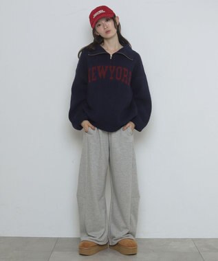 WEGO フラッフィーハーフジップニット ネイビー