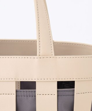 Y'SACCS 【リサイクルレザー】メッシュかごバッグ　small アイボリー×グレージュ