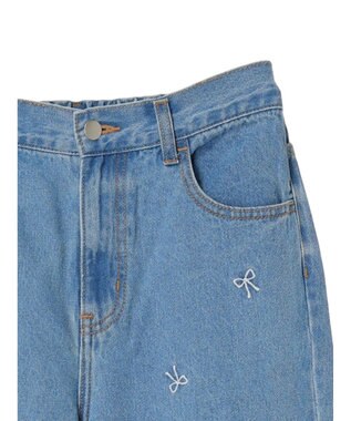 Green Parks ・Ｄｏｕｂｌｅ　Ｆｌａｇｓ　リボン刺繍ストレートデニム Light Indigo