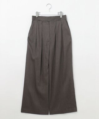 自由区 【セットアップ対応・洗える】リネンビスコースストレッチワイド パンツ スレート