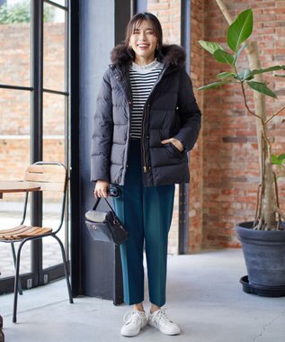 ANY 【洗える】スムースタッチ ショート丈ダウンコート ブラック系