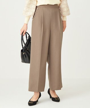 ANY SIS 【美人百花11月号掲載】パール調ポイントツイル パンツ モカ