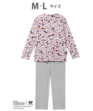 WACOAL PEANUTS パジャマ 長袖 長ズボン 綿100%(本体) スヌーピー レディース FDX561 /ワコール