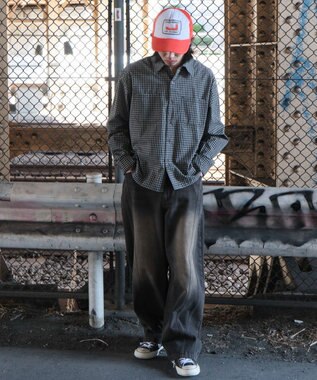 WEGO 【SMLサイズ展開】イージー3Dバレルレッグデニムパンツ デニムブラックソノタ