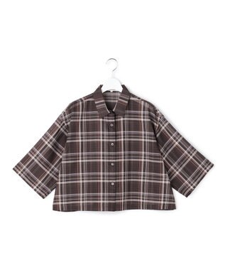 23区 【先行予約】ハイツイストシアーチェック クロップド シャツ ブラウンチェック