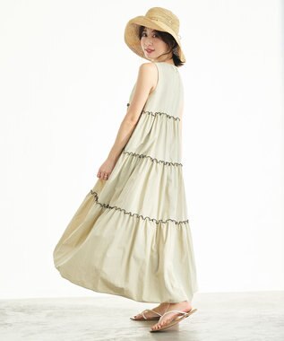 #Newans ボリュームティアードワンピース ベージュ