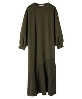 Green Parks armonia．布帛切り替えポンチワンピース Khaki