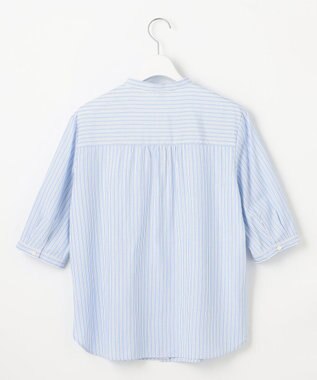 J.PRESS LADIES L 【洗える】ストライプ バンドカラー ブラウス サックスストライプ系