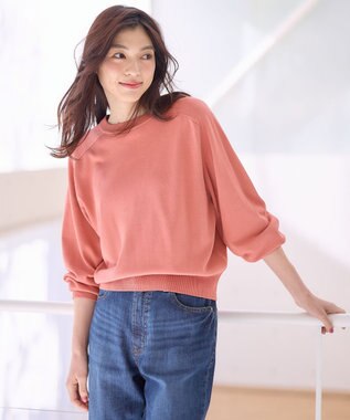 ANY 【洗濯機可】スプリングラグランニット コーラルピンク