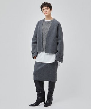 BEIGE， GRASSE / リバーウールクロップドコート Md Gray