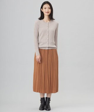 J.PRESS LADIES 【洗える】KNIT BASIC クルーネック カーディガン トップベージュ系