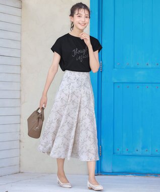 Tiaclasse 【洗える】フラワープリントスカート ベージュ