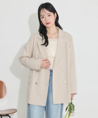 earth music&ecology ダブルテーラードジャケット ベージュ