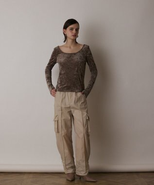 GRACE CONTINENTAL ナイロンジップカーゴパンツ ベージュ