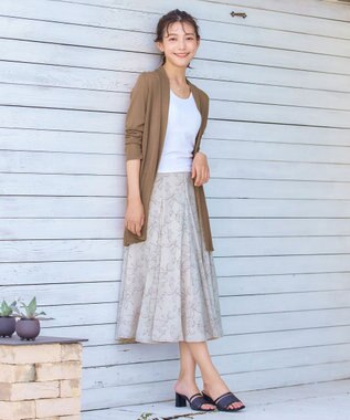 Tiaclasse 【洗える】フラワープリントスカート ベージュ