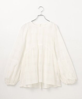 #Newans シアーチェックボリュームブラウス ホワイト