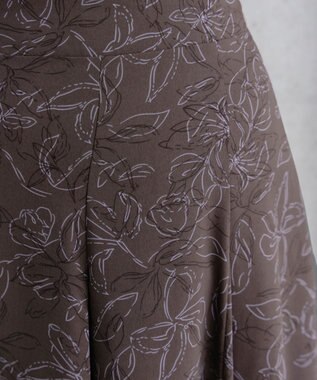 Tiaclasse 【洗える】フラワープリントスカート ブラウン