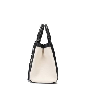 style code 【MERCURYDUO/マーキュリーデュオ】カードケース付 軽量キャンバスロゴ 2WAYトートバッグ アイボリーブラック